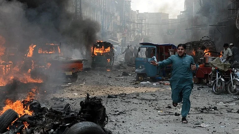 After a blast in Pakistan's Balochistan. - PTI